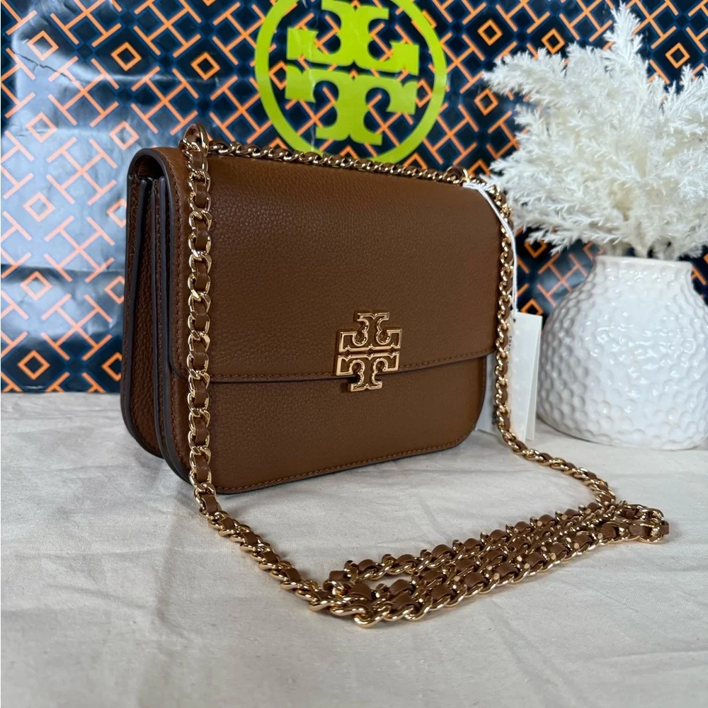 NWT Tory Burch Britten Small Adjustable Shoulder Bag 140987 Moose $575